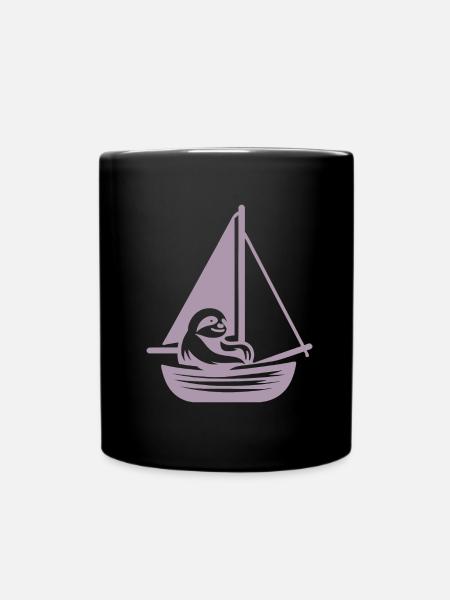 Sommer Segeln Faultier Silhouette Cool - Tasse einfarbig - Schwarz