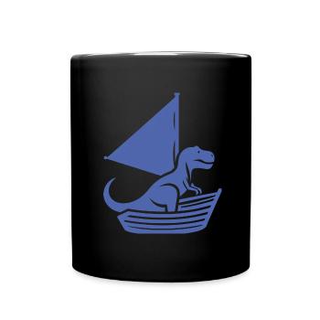Cool Summer Sailboat T-Rex Silhouette - Full Colour Mug - black - Front