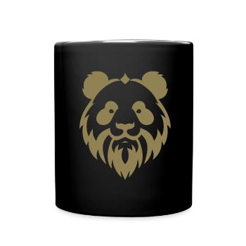 Panda with Beard Minimalist Bear Portrait - Full Colour Mug - black - Front