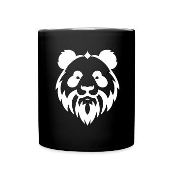 Panda with Beard Minimalist Bear Portrait - Full Colour Mug - black - Front