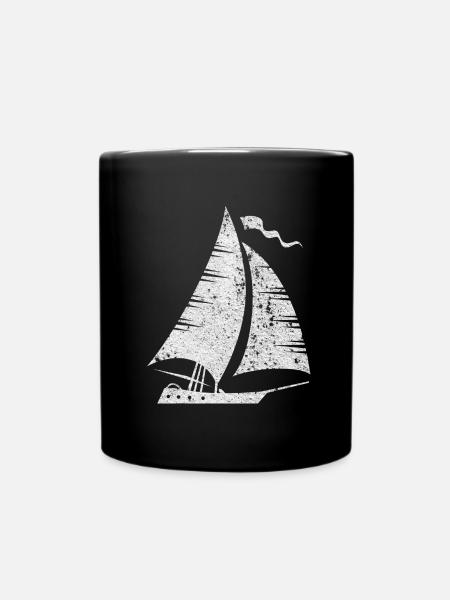 Minimalistisches Segelboot Segeln Segelyacht Meer - Tasse einfarbig - Schwarz