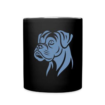 Hund Boxer Kopf Silhouette Minimalistisch - Tasse einfarbig - Schwarz - Vorne