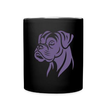 Hund Boxer Kopf Silhouette Minimalistisch - Tasse einfarbig - Schwarz - Vorne