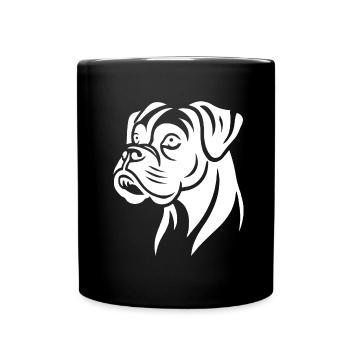 Hund Boxer Kopf Silhouette Minimalistisch - Tasse einfarbig - Schwarz - Vorne