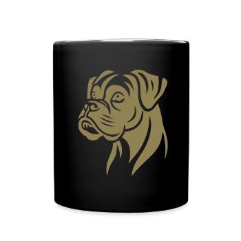 Hund Boxer Kopf Silhouette Minimalistisch - Tasse einfarbig - Schwarz - Vorne