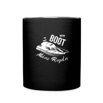 Mein Boot meine Regeln Motorboot - Tasse einfarbig - Schwarz - Vorne