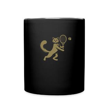 Chat Joueur de Tennis Club Silhouette - Mug uni - noir - Devant
