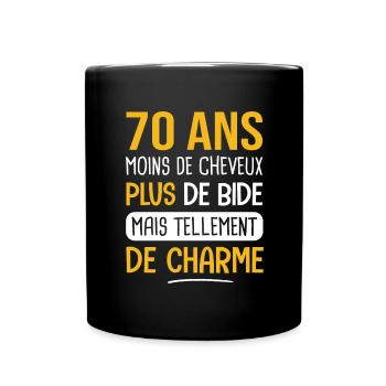 70 ans cadeau d'anniversaire 70 ans plus de charme - Mug uni - noir - Devant