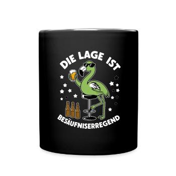 Drôle de flamant rose vert - Mug uni - noir - Devant