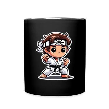Warrior child in traditional fighting position - Full Colour Mug - black - Front