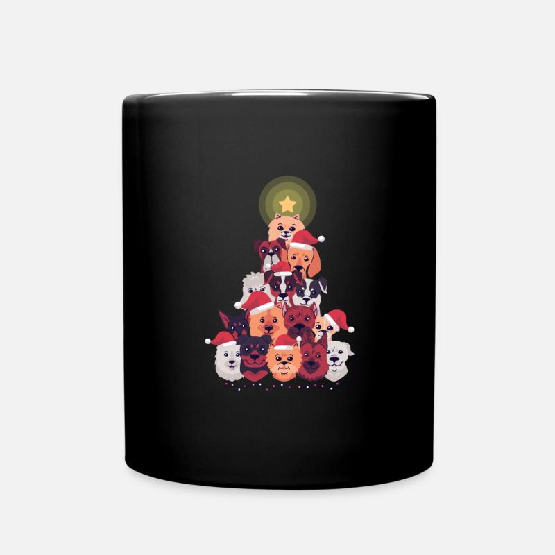 Hund Weihnachtsbaum - Tasse einfarbig - Schwarz