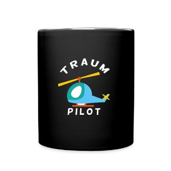 Kinder T-Shirt Traum Pilot für Jungs und Mädchen - Tasse einfarbig - Schwarz - Vorne