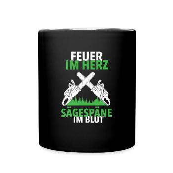 Holzfäller Waldarbeiter Holz machen Kettensäge - Tasse einfarbig - Schwarz - Vorne