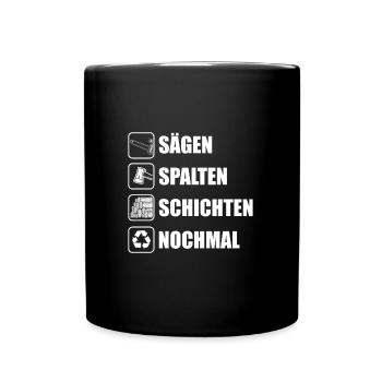 Holzfäller Waldarbeiter Holz machen Kettensäge - Tasse einfarbig - Schwarz - Vorne
