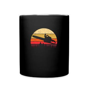Bûcherons Ouvriers forestiers bois font tronçonneuse - Mug uni - noir - Devant