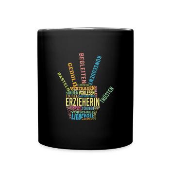 Erzieherin Shirt Wundervolle Worte - Tasse einfarbig - Schwarz - Vorne