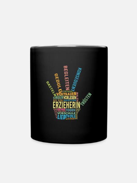 Erzieherin Shirt Wundervolle Worte - Tasse einfarbig - Schwarz