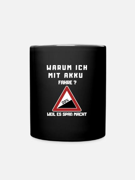 Für E-Bike Liebhaber . Warum ich mit Akku fahre ? - Tasse einfarbig - Schwarz