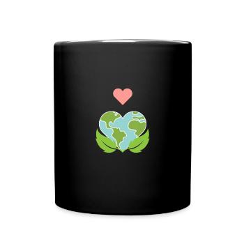 Herz für die Welt - Tasse einfarbig - Schwarz - Vorne
