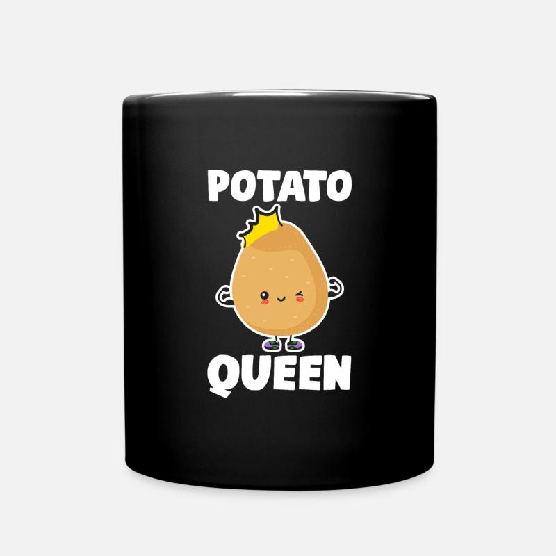 Potato Queen Couple Partner Gift - Full Colour Mug - black