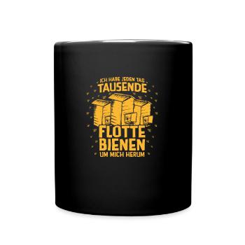 Jeden Tag tausende flotte Bienen - Imker - Tasse einfarbig - Schwarz - Vorne