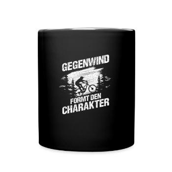 Gegenwind formt den Charakter - Fahrrad - Tasse einfarbig - Schwarz - Vorne