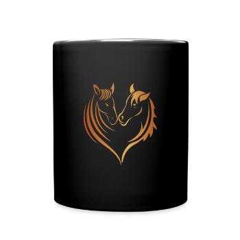Pferde herz - Tasse einfarbig - Schwarz - Vorne