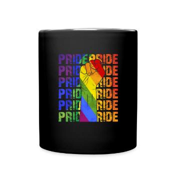 Pride Faust LGBT Gay Pride Regenbogen CSD Shirt - Tasse einfarbig - Schwarz - Vorne