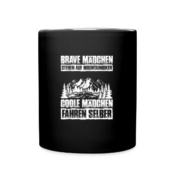 Brave Mädchen - Mountainbike MTB Fahrrad - Tasse einfarbig - Schwarz - Vorne