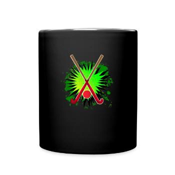 Feldhockeyschläger und Spritzen - Tasse einfarbig - Schwarz - Vorne