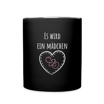 Es wird ein Mädchen! - Tasse einfarbig - Schwarz - Vorne