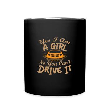 Femme avec véhicule tout-terrain - Mug uni - noir - Devant