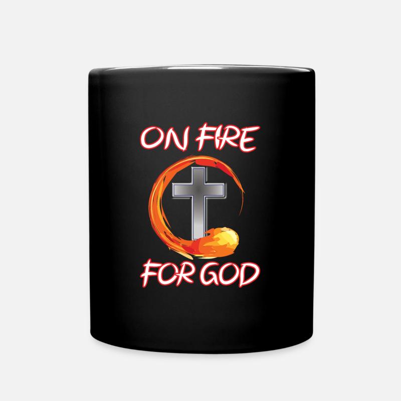 On Fire for God - Christian gift idea - Full Colour Mug - black