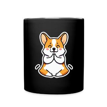 Corgi Namaste Chien Gallois - Mug uni - noir - Devant