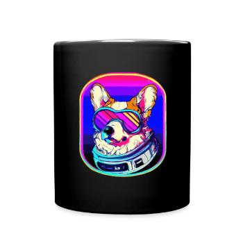 Futuriste Corgi Synthwave Dog Welsh - Mug uni - noir - Devant