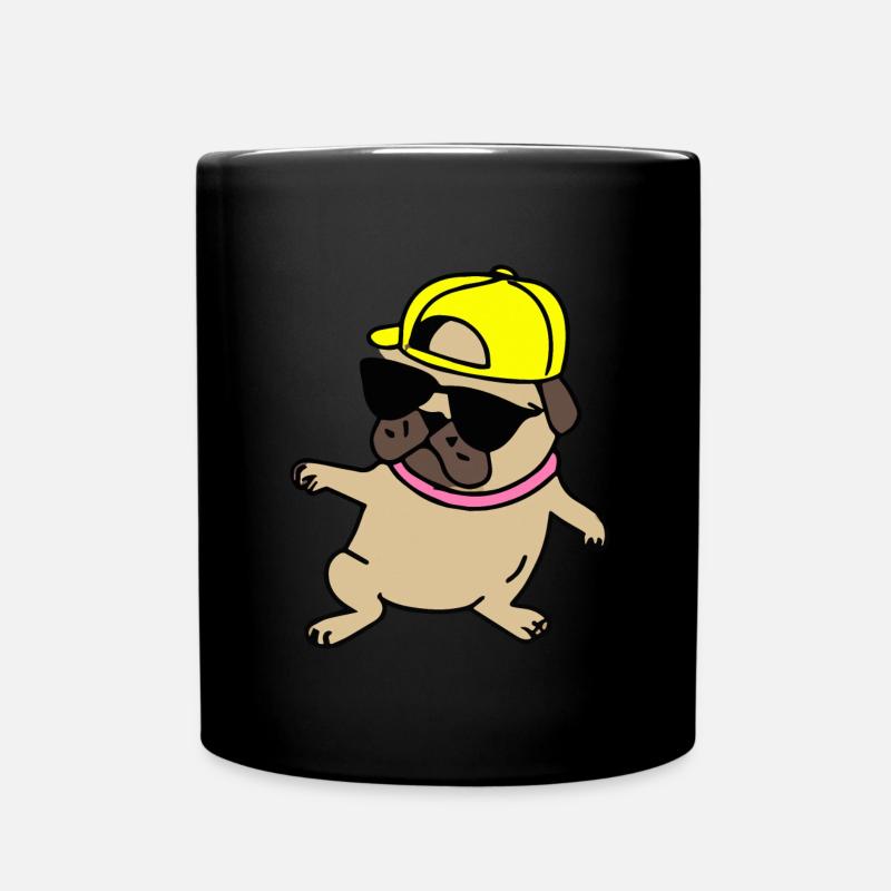 Rapper-Mops Hund Puppy - Tasse einfarbig - Schwarz