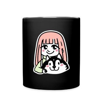 Fille avec Husky Retro Dog Gift Malamute - Mug uni - noir - Devant