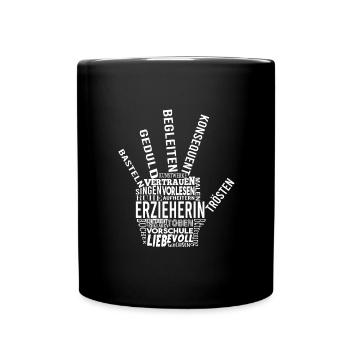 Erzieherin Shirt Wundervolle Worte - Tasse einfarbig - Schwarz - Vorne