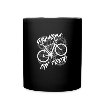 Oma auf Radtour Großmutter fährt Fahrrad - Tasse einfarbig - Schwarz - Vorne