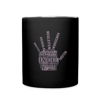 Erzieherin Shirt Wundervolle Worte - Tasse einfarbig - Schwarz - Vorne