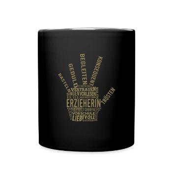 Erzieherin Shirt Wundervolle Worte - Tasse einfarbig - Schwarz - Vorne