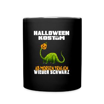Dino im Halloween-Kostüm liebt schwarz - Tasse einfarbig - Schwarz - Vorne