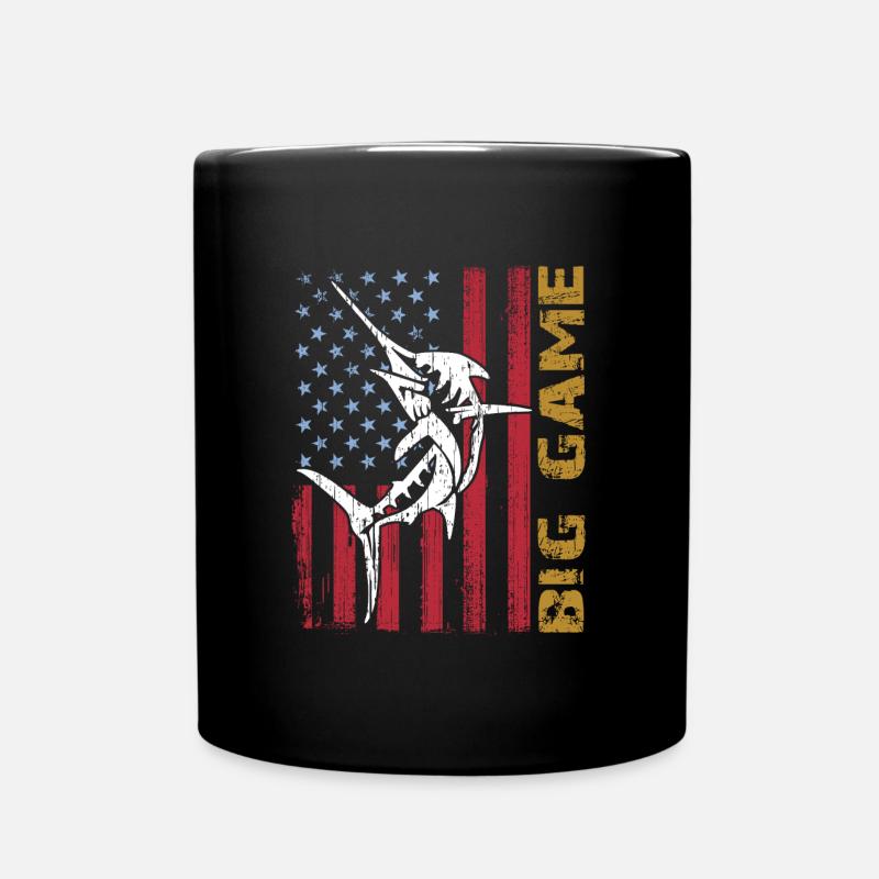 Springender Marlin mit US Flagge Hochseefischen - Tasse einfarbig - Schwarz