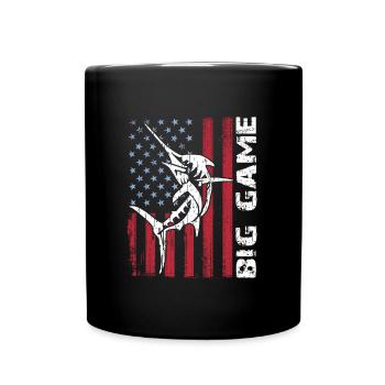Marlin sauteur avec drapeau américain Pêche en haute mer - Mug uni - noir - Devant