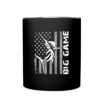 Jumping Marlin with US flag Deep Sea Fishing - Full Colour Mug - black - Front