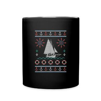 Ugly Christmas Sailing - Full Colour Mug - black - Front