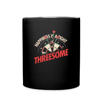 Happiness is a tight Threesome Darts Dreier - Tasse einfarbig - Schwarz - Vorne