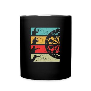Dart Spieler mit Dartboard / Dartscheibe - Tasse einfarbig - Schwarz - Vorne