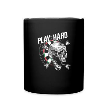 Play Hard Darts Skull - Totenkopf - Tasse einfarbig - Schwarz - Vorne