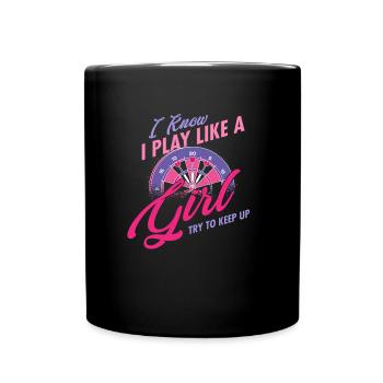 Play like a Darts Girl - Dart - Tasse einfarbig - Schwarz - Vorne